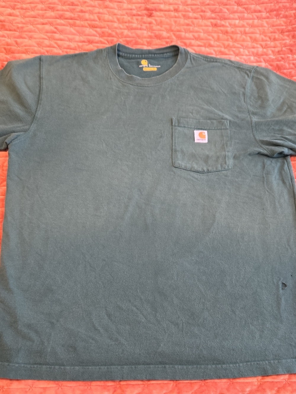 Carhartt Men's Dark Green Lg. Short-Sleeve Pocket Tee Faded,orig.fit.2014